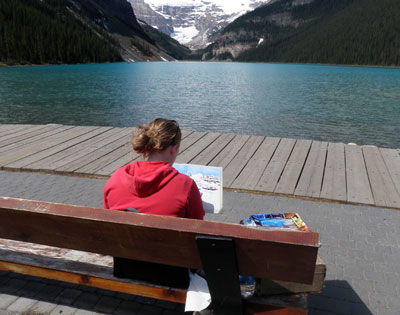 Painting Lake Louise en plein air